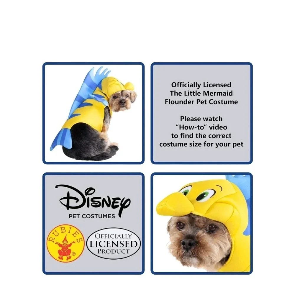 Rubies Disney Little Mermaid: Flounder Pet‎ Costume for For Dogs or Cats Medium